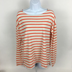 J Crew Striped Sailor Top Orange Cream